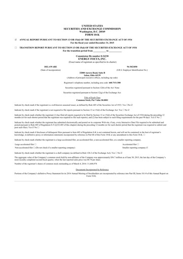 Thumbnail Energy Focus 10-K Annual Report 2015