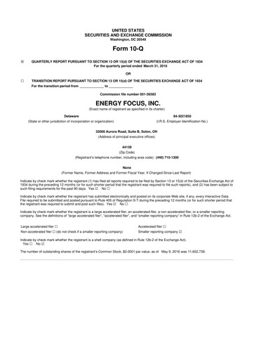 Thumbnail Energy Focus 10-Q Quarterly Report FY2016 