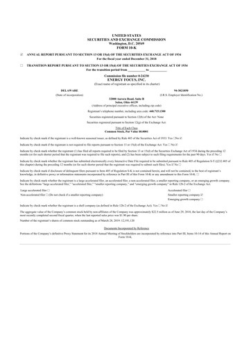 Thumbnail Energy Focus 10-K Annual Report 2018