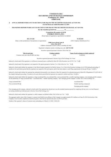 Thumbnail Energy Focus 10-K Annual Report 2019