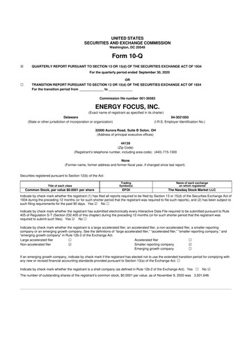 Thumbnail Energy Focus 10-Q Quarterly Report FY2020 