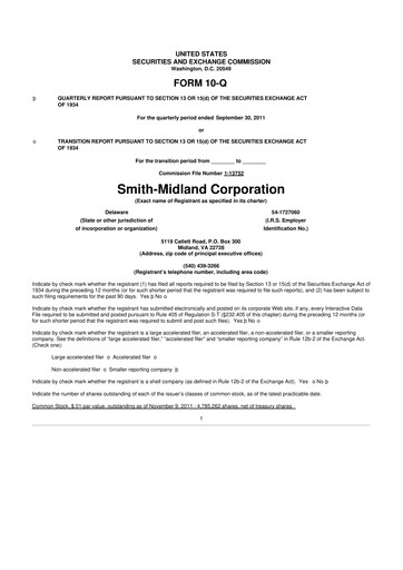 Thumbnail Smith-Midland Corporation 10-Q Quarterly Report FY2011 