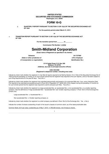 Thumbnail Smith-Midland Corporation 10-Q Quarterly Report FY2013 