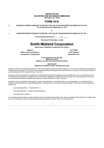 Thumbnail Smith-Midland Corporation 10-Q Quarterly Report FY2017 