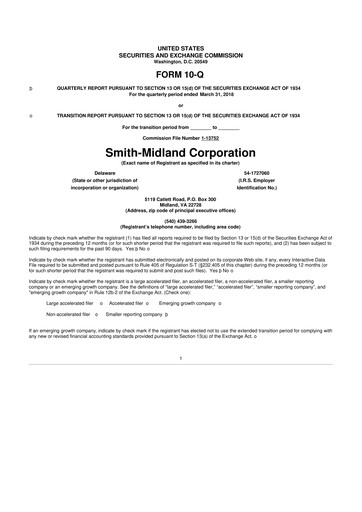 Thumbnail Smith-Midland Corporation 10-Q Quarterly Report FY2018 