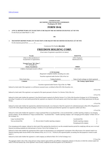 Thumbnail Freedom Holding 10-K Annual Report 2022