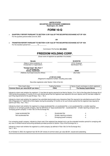 Vorschaubild Freedom Holding 10-Q Quartalsbericht 2024 
