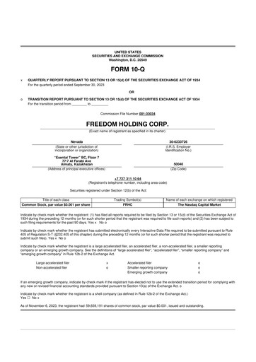 Vorschaubild Freedom Holding 10-Q Quartalsbericht 2024 
