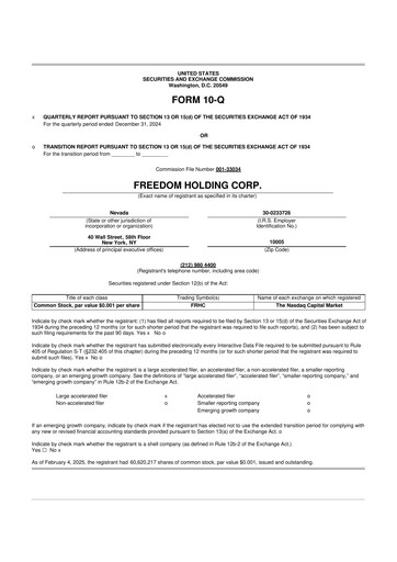 Vorschaubild Freedom Holding 10-Q Quartalsbericht 2025 