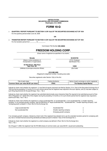 Thumbnail Freedom Holding 10-Q Quarterly Report FY2027 
