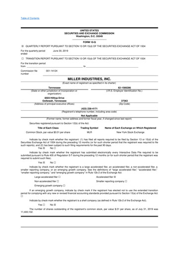 Thumbnail Miller Industries 10-Q Quarterly Report FY 