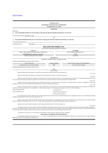 Thumbnail Miller Industries 10-K Annual Report 2020