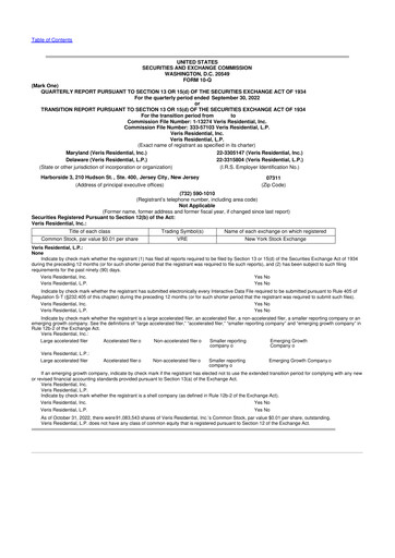 Thumbnail Veris Residential 10-Q Quarterly Report FY2022 