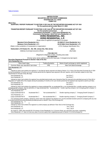 Thumbnail Veris Residential 10-Q Quarterly Report FY2025 