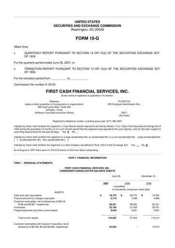 Thumbnail FirstCash 10-Q Quarterly Report FY 