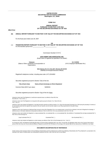 Thumbnail Jack Henry & Associates

 10-K Annual Report 