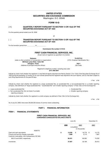 Thumbnail FirstCash 10-Q Quarterly Report FY 