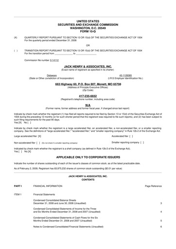 Thumbnail Jack Henry & Associates

 10-Q Quarterly Report FY 