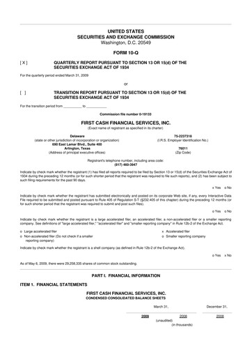Thumbnail FirstCash 10-Q Quarterly Report FY 
