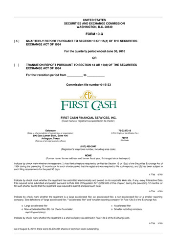 Thumbnail FirstCash 10-Q Quarterly Report FY 