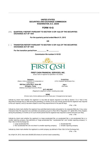Thumbnail FirstCash 10-Q Quarterly Report FY2012 