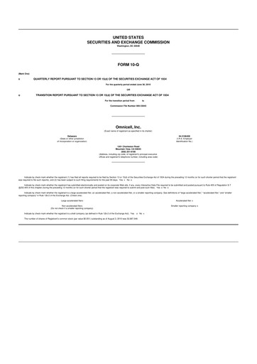 Thumbnail Omnicell
 10-Q Quarterly Report FY 