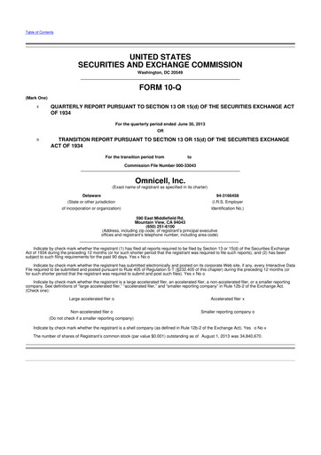 Thumbnail Omnicell
 10-Q Quarterly Report FY2013 
