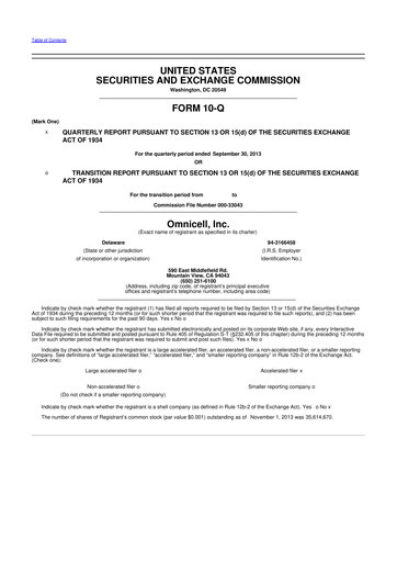 Thumbnail Omnicell
 10-Q Quarterly Report FY2013 