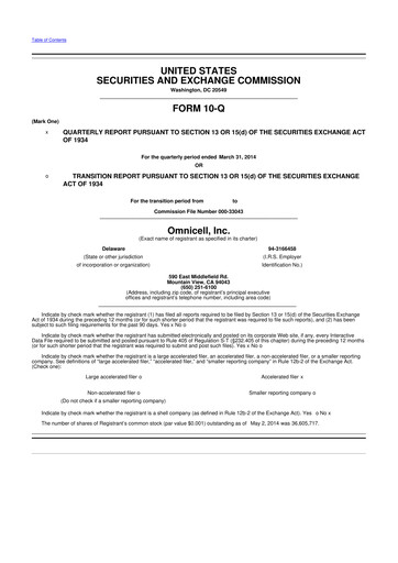 Thumbnail Omnicell
 10-Q Quarterly Report FY2014 