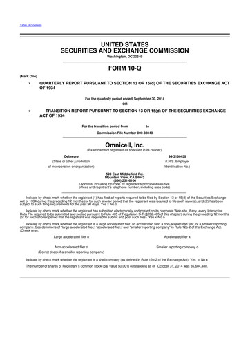 Thumbnail Omnicell
 10-Q Quarterly Report FY2014 