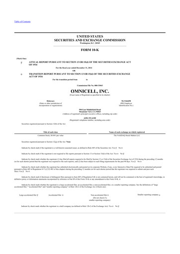 Thumbnail Omnicell
 10-K Annual Report 2014