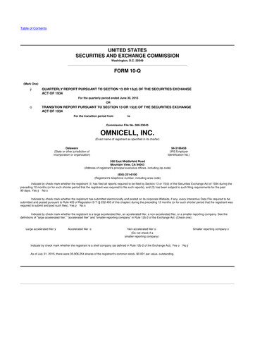 Thumbnail Omnicell
 10-Q Quarterly Report FY2015 