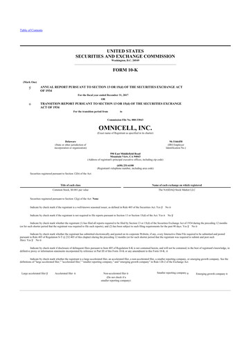 Thumbnail Omnicell
 10-K Annual Report 2017