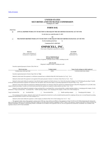 Thumbnail Omnicell
 10-K Annual Report 2019