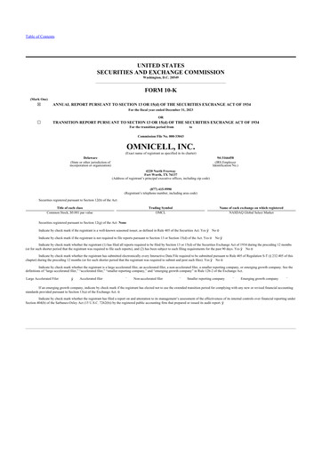 Thumbnail Omnicell
 10-K Annual Report 2023