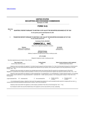 Thumbnail Omnicell
 10-Q Quarterly Report FY2024 