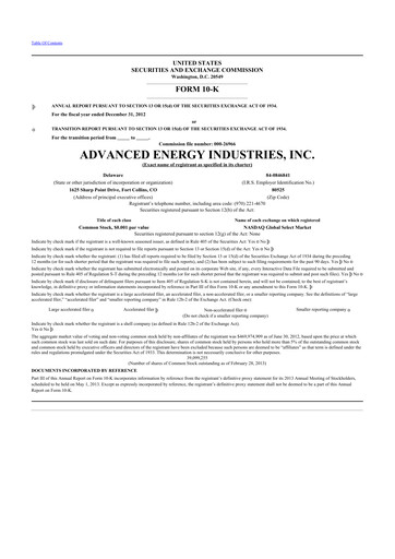 Thumbnail Advanced Energy 10-K Annual Report 2012