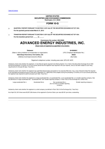 Thumbnail Advanced Energy 10-Q Quarterly Report FY2013 