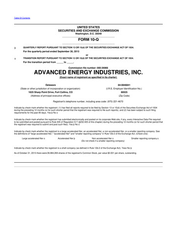 Thumbnail Advanced Energy 10-Q Quarterly Report FY2013 