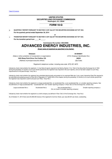 Thumbnail Advanced Energy 10-Q Quarterly Report FY2014 