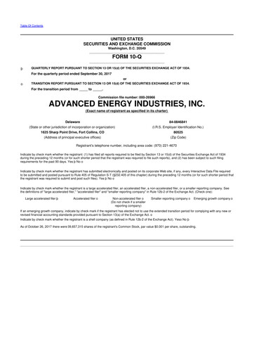 Thumbnail Advanced Energy 10-Q Quarterly Report FY2017 
