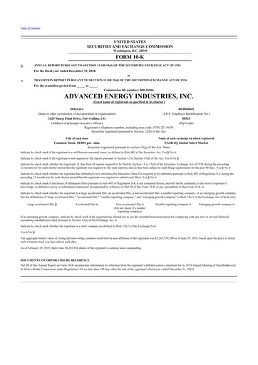 Thumbnail Advanced Energy 10-K Annual Report 2018