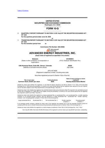 Thumbnail Advanced Energy 10-Q Quarterly Report FY2026 