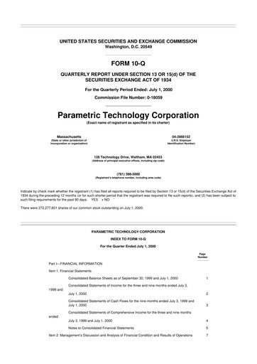 Thumbnail PTC 10-Q Quarterly Report FY 