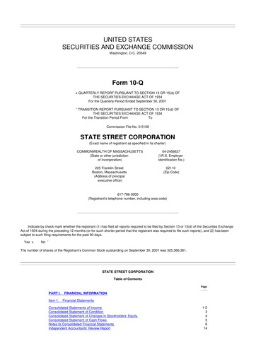 Thumbnail State Street Corporation
 10-Q Quarterly Report FY 