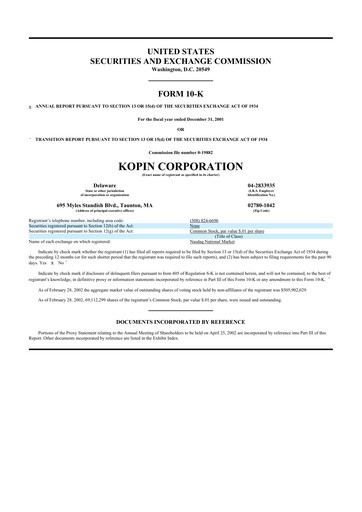 Thumbnail Kopin Corporation
 10-K Annual Report 