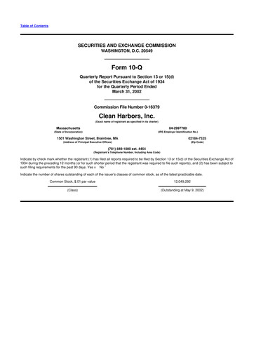 Thumbnail Clean Harbors
 10-Q Quarterly Report FY 