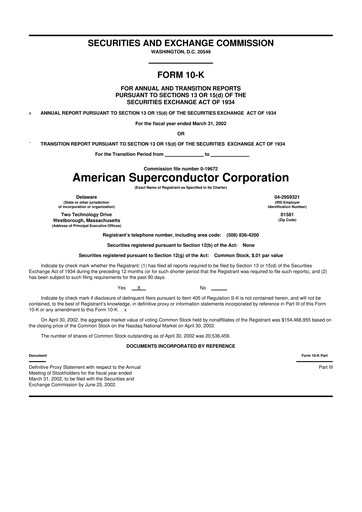 Thumbnail American Superconductor Corporation 10-K Annual Report 