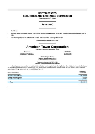 Thumbnail American Tower 10-Q Quarterly Report FY 