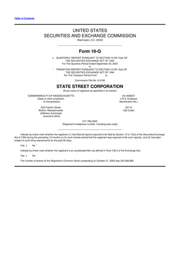 Thumbnail State Street Corporation
 10-Q Quarterly Report FY 